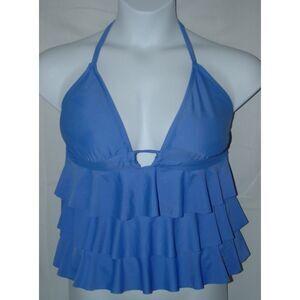 Blue Sz Large (12-14) Removable Pads Apron Style Tiered Tankini Top CATALINA
